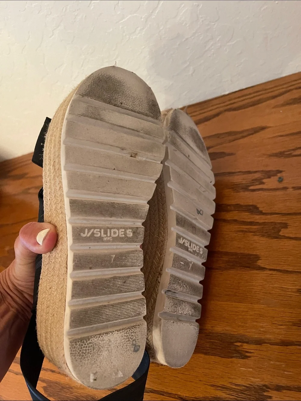 Black Platform Espadrille Sandals with Elastic Straps size 7